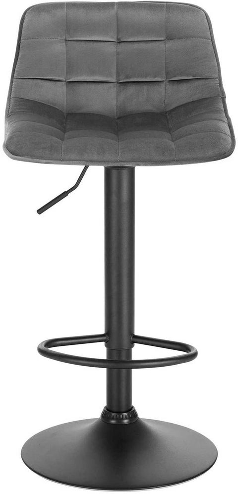 Rootz Velvet and Metal Bar Stool - Counter Stool - Adjustable Chair - Comfortable Seating - Stable Design - Durable Construction - Seat 42.5cm x 35cm, Base Ø 38.5cm