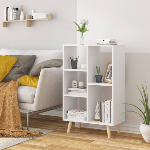 Rootz White Cube Bookshelf - Storage Organizer - Display Shelf - Space-Saving Design - Sturdy & Safe - Modern Aesthetic - 60cm x 95cm x 30cm