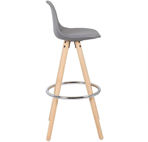 Rootz Designer Bar Stool - Counter Stool - Kitchen Stool - Stylish Gray Backrest - Comfortable Faux Leather - Easy Assembly - 96.5cm x 38.5cm x 33cm