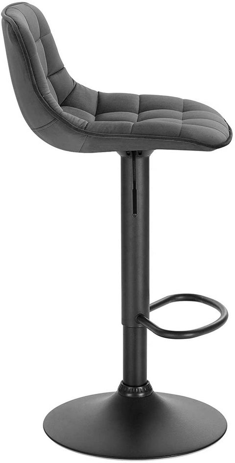 Rootz Velvet and Metal Bar Stool - Counter Stool - Adjustable Chair - Comfortable Seating - Stable Design - Durable Construction - Seat 42.5cm x 35cm, Base Ø 38.5cm