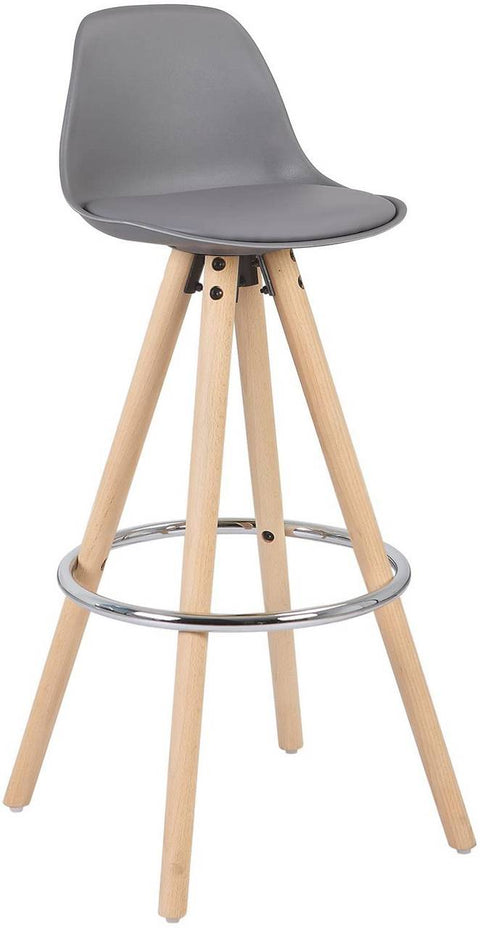 Rootz Designer Bar Stool - Counter Stool - Kitchen Stool - Stylish Gray Backrest - Comfortable Faux Leather - Easy Assembly - 96.5cm x 38.5cm x 33cm