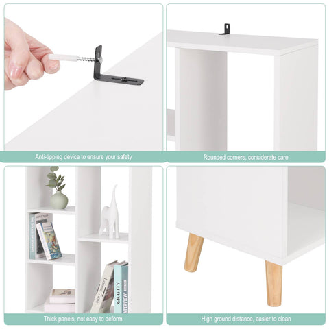 Rootz White Cube Bookshelf - Storage Organizer - Display Shelf - Space-Saving Design - Sturdy & Safe - Modern Aesthetic - 60cm x 95cm x 30cm