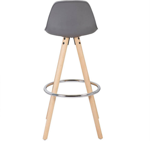 Rootz Designer Bar Stool - Counter Stool - Kitchen Stool - Stylish Gray Backrest - Comfortable Faux Leather - Easy Assembly - 96.5cm x 38.5cm x 33cm