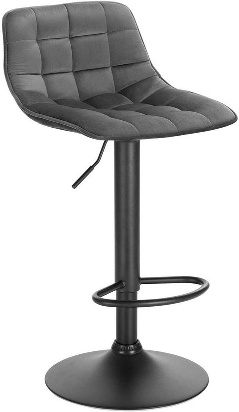 Rootz Velvet and Metal Bar Stool - Counter Stool - Adjustable Chair - Comfortable Seating - Stable Design - Durable Construction - Seat 42.5cm x 35cm, Base Ø 38.5cm