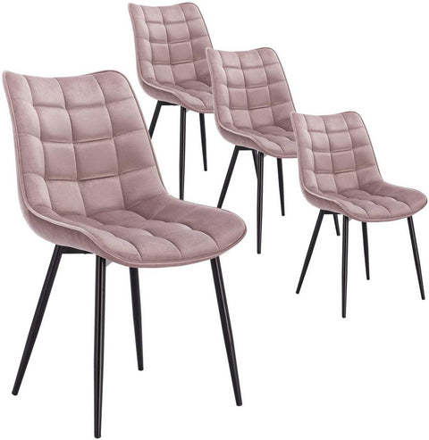 Rootz Set of 4 Dining Chairs - Velvet Chairs - Metal Chairs - Ergonomic Design - Durable & Comfortable - Floor Protection - 85.5cm x 46 x 40.5cm