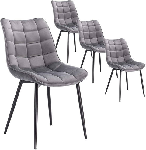 Rootz Set of 4 Dining Chairs - Velvet Seating - Metal Leg Chairs - Durable & Ergonomic Design - Floor Protection - 46 x 40.5 cm Seat Size