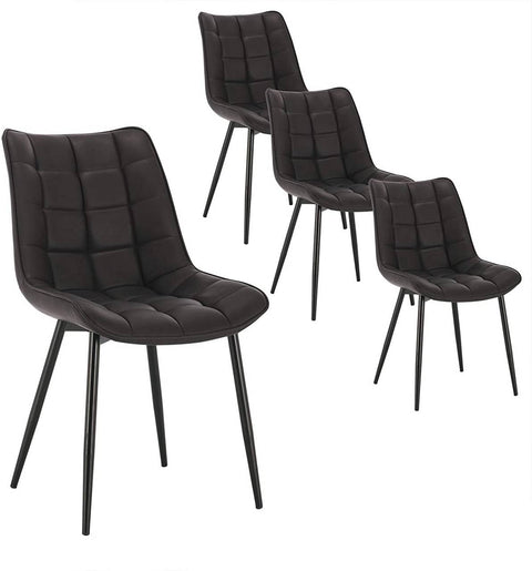 Rootz Set of 4 Dining Chairs - Modern Chairs - Stylish Seating - Durable Construction - Ergonomic Comfort - Versatile Design - Faux Leather with Metal Legs - 85.5cm x 46 x 40.5cm