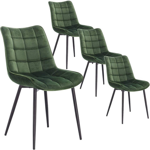 Rootz Set of 4 Dining Chairs - Velvet Seat - Metal Legs - Ergonomic Design - Durable & Comfortable - Floor Protection - 85.5cm x 46 x 40.5cm