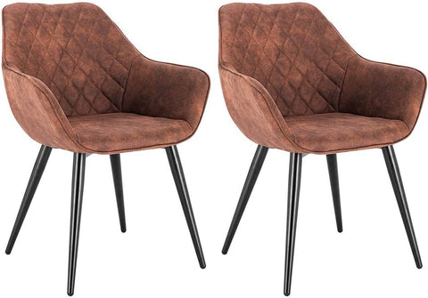 Rootz Set of 2 Upholstered Dining Chairs - Armchairs - Fabric Chairs - Super Comfortable - Durable Construction - Adjustable Feet - 84cm x 41cm x 45cm