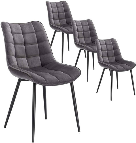 Rootz Set of 4 Dining Chairs - Velvet Seating - Metal Frame - Ergonomic Design - Durable & Comfortable - Anti-Slip - 46 x 40.5 cm Seat Size