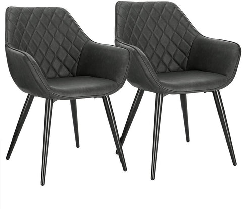 Rootz Set of 2 Upholstered Dining Chairs - Armchairs - Faux Leather Chairs - Comfortable & Ergonomic - Durable & Robust - Easy Maintenance - 41cm x 45cm x 84cm