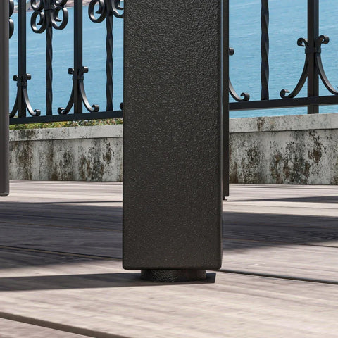 Rootz Outdoor Dining Table - Umbrella Hole - Garden tables - Metal Frame - Steel - Brown - Black - 100L x 100W x 72H cm