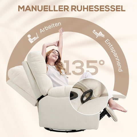 Rootz Relaxation Armchair with Footrest - Reclining Chair - Rotatable Seat - Comfort Up to 150kg - 88x96x108cm