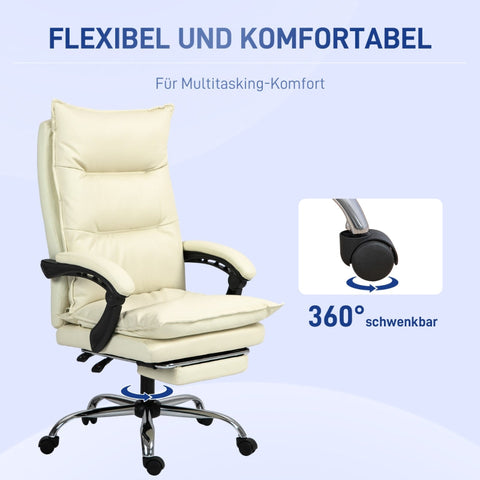 Rootz Ergonomic Office Chair - Computer Chair - Swivel Chair - Faux Leather - Adjustable Height - Beige - 66cm x 72cm x 130cm