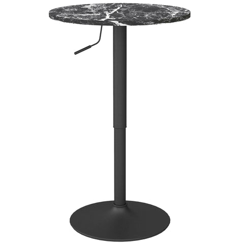 Rootz Marble Look Bar Table - Bistro Table - Height-Adjustable Table - Space-Saving Design - 60 x 60 x 68-93.5 cm