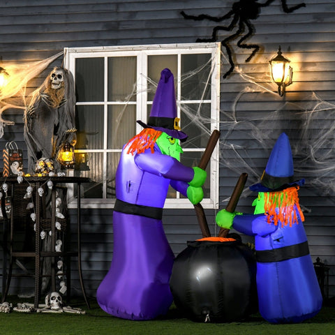Rootz Inflatable Witch Cauldron Figure - Halloween Air Figure - LED Lighted Witch Decoration - Quick Setup - Durable Polyester - 170x60x180 cm