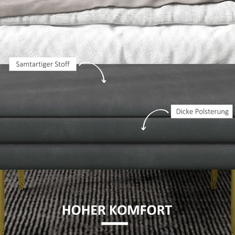 Rootz Upholstered Storage Bench - Accent Bench - Seating Bench - Modern Scandi Design - Ample Storage - Comfortable Seating - 79.5cm x 37.5cm x 43cm - Dark Gray