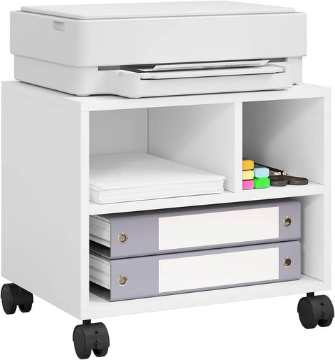 Rootz Printer Stand with Wheels - Rolling Office Cabinet - Filing Cabinet - E1 Wood Material - 40cm x 35cm x 30cm