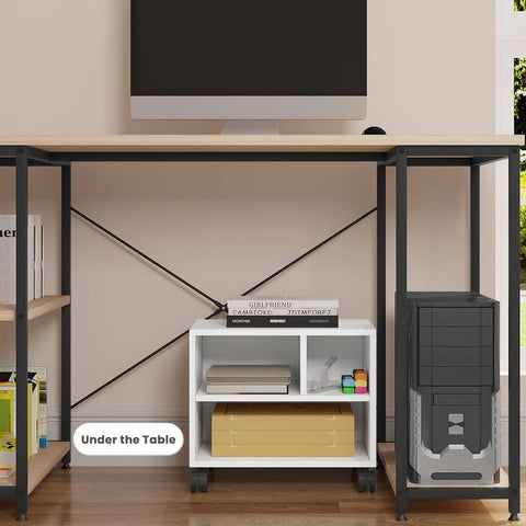 Rootz Printer Stand with Wheels - Rolling Office Cabinet - Filing Cabinet - E1 Wood Material - 40cm x 35cm x 30cm