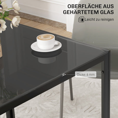 Rootz Dining Table - Kitchen Table - Tempered Glass - Elegant & Secure - 75cm x 75cm x 75cm Black