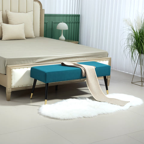 Rootz Padded Velvet Bench - Upholstered Seating - Elegant Bank - Optimal Comfort - 109.5cm x 39.5cm x 45.5cm