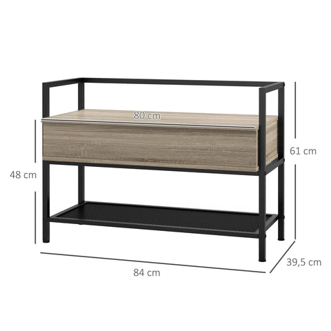 Rootz Shoe Bench Storage Shelf - Shoe Rack - Hidden Compartment - Modern Design - 84cm x 39.5cm x 61cm