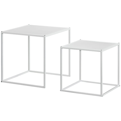 Rootz Side Table Set - Modern Nesting Tables - Space Saving Coffee Tables - Sturdy Steel Frame - 40cm x 40cm x 40cm