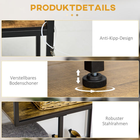 Rootz Industrial Console Table - Entryway Table - Rustic Brown Black Hall Table - Steel Chipboard - 99.6cm x 33.6cm x 74cm