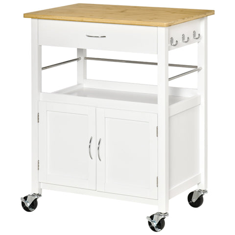 Rootz Kitchen Cart Trolley - Storage Cabinet - Rolling Island - Versatile Organizer - 73L x 50B x 91H cm