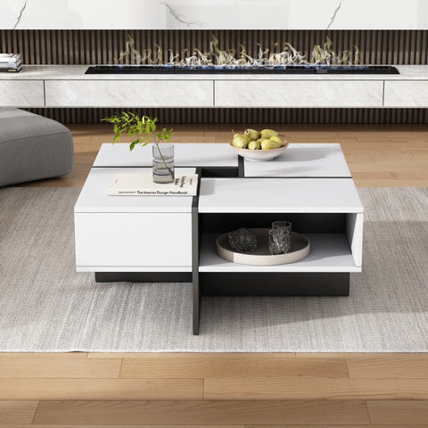 Rootz Modern Square Coffee Table - Chic Center Table - Stylish Living Room Table - Durable Chipboard - 70cm x 70cm x 35cm