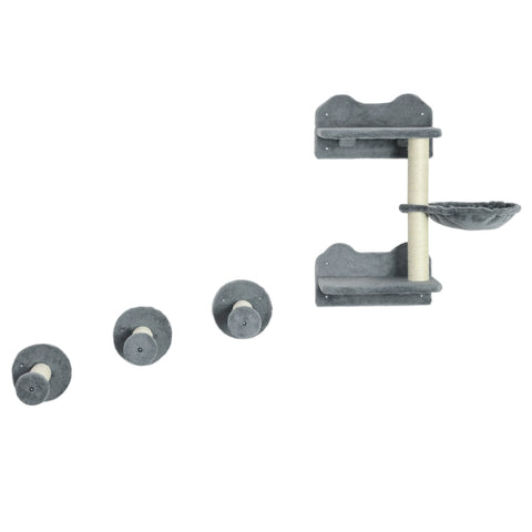 Rootz 4 Piece Cat Climbing Steps Set - Cat Wall Shelves - Cat Activity Center - Sturdy Chipboard - Space-Saving Design - 40cm x 28cm x 73cm