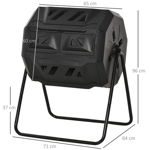 Rootz Tumbling Compost Bin - Rotating Composter - Garden Waste Recycler - Nutrient-rich Compost - 28''L x 25.5''W x 37.75''H - 43 Gallon Capacity