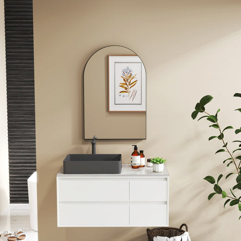 Rootz Curved Wall Mirror - Bathroom Glass - Bedroom Mirror - Rust & Water Resistant - 60cm x 3cm x 90cm