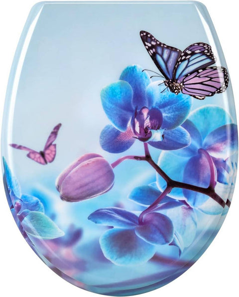 Rootz Duroplast Toilet Seat - Automatic Soft-Close - Antibacterial - Easy Clean - 45.5cm x 37.1cm x 1.8cm - Blue