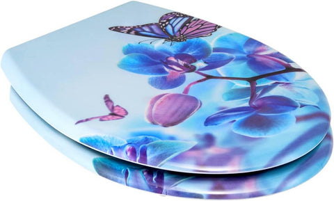 Rootz Duroplast Toilet Seat - Automatic Soft-Close - Antibacterial - Easy Clean - 45.5cm x 37.1cm x 1.8cm - Blue