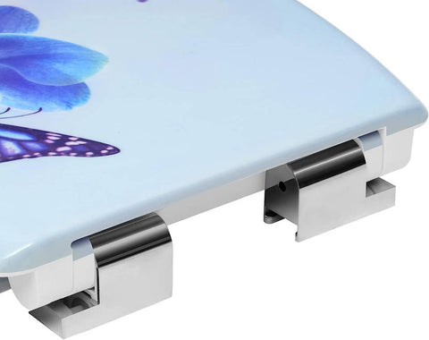 Rootz Duroplast Toilet Seat - Automatic Soft-Close - Antibacterial - Easy Clean - 45.5cm x 37.1cm x 1.8cm - Blue