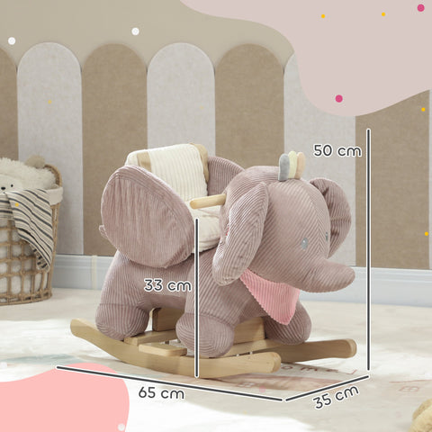 Rootz Rocking Animal Elephant Swing - Interactive Sound Toy - Plush Rocker - Toddler Ride-On - Secure & Safe - 65 x 35 x 50 cm - Brown