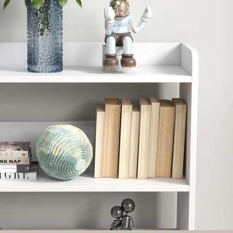 Rootz Bookcase Shelf - Storage Furniture - Bookshelf - Compact Design - 90L x 24W x 91H cm - Elegant & Versatile 4 Level Chipboard in White