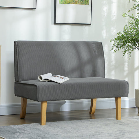 Rootz Two Seater Corduroy Sofa - Loveseat - Couch - Comfortable Padding - 110cm x 62cm x 85cm