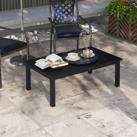 Rootz Side Table - Lamellular Table Top - Outdoor/Indoor Table - Durable Aluminum - 100 x 60 x 37 cm