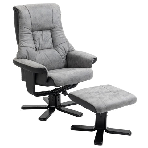 Rootz Relaxation Chair With Stool - 360° Rotatable - 135° Tiltable - Recliner Chair - Breathable Cover - Gray - 78 x 82.5 x 109 cm