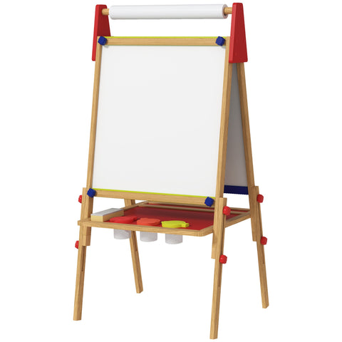 Rootz 3-in-1 Children's Easel - Chalkboard - Whiteboard - Creative Fun - 61L x 47W x 113H cm - Adjustable Height 95-110 cm - Includes Accessories