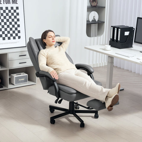 Rootz Grey Office Chair - Ergonomic Desk Chair - Massage Function - Relaxation & Comfort - 64cm x 69cm x 112-120cm