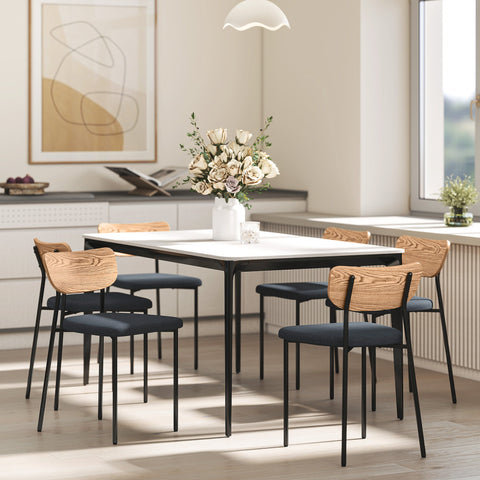 Rootz 2 Set Dining Chairs - Linen Look - Armless Design - Ergonomic Comfort - 45cm x 44cm x 48cm - Grey