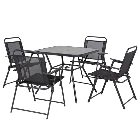 Rootz 5 Piece Garden Furniture Set - Outdoor Dining Set - Folding Patio Set - High Comfort - Table: 80x80x71cm, Chairs: 56x57x83.5cm