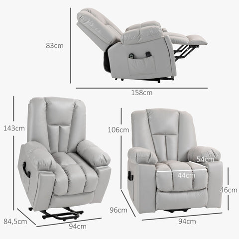 Rootz TV Chair with Stand-Up Aid - Recliner Chair - Lift Chair - Ultimate Comfort - Adjustable Recline - Electric Push Button Control - 96cm x 94cm x 106cm (Upright)