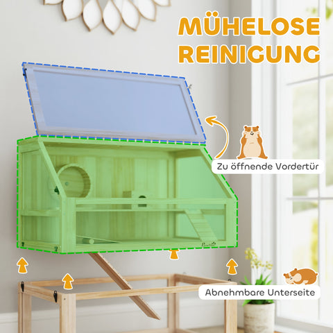 Rootz 3-Floor Wooden Hamster Cage - Rodent Nagarium - Pet Habitats - Easy-Clean - 80 x 50 x 76 cm Brown