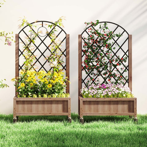 Rootz 2 Piece Raised Bed Set Planting Box - Planter Box - Flower Box - Supports Climbing Plants - 152cm x 25cm x 97cm