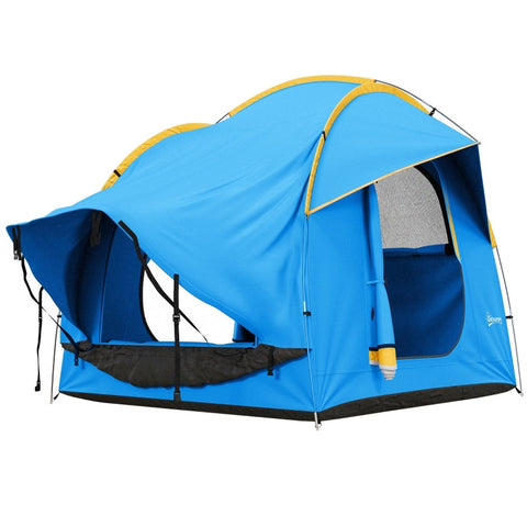 Rootz Car Tent Camping Tent - Car Shelter - Outdoor Canopy - 3 Doors - Weather Resistant - 239cm x 210cm x 210cm - Orange + Blue