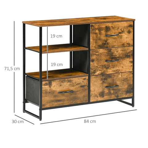 Rootz Storage Chest of Drawers - Industrial Style Dresser - Folding Drawers Sideboard - Space Saving - 84cm x 30cm x 71.5cm